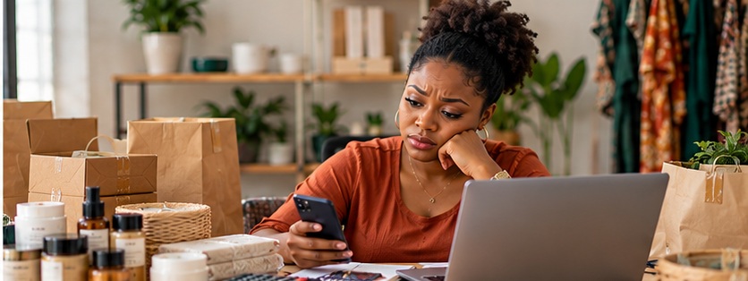 Small business owner dealing with inconsistent customer activity