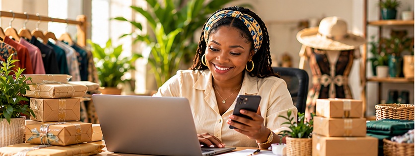 Nigerian small business owner managing customer orders